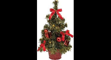 Decoratieve dennenboom met 10 leds, warm wit, met 6 uur timerfunctie, werkt op batterijen, voor Kerstmis, advent, als sfeerlicht, kerstboom, ca. 35 cm. [Energieklasse A++]