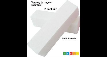 *** Voor het opruwen/ontvetten van natuurlijke of kunstnagels: 2x Nagelblok/Bufferblok/Witte Blok - Wit - van Heble® ***