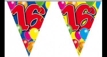 Folat Leeftijd slinger - 16 jaar - 10 meter - versiering vlaggenlijn / vlaggetjes