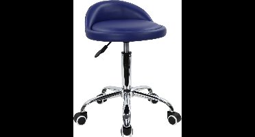 Zadelkruk met rugleuning Hoogte verstelbaar draaibaar Werk kruk Draaibare kruk Rol kruk Oefen ontlasting Office kruk (PU-leer zwart)