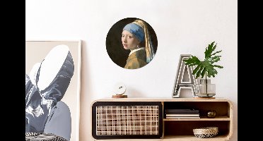 WallCircle - Muurstickers - Behangcirkel - Meisje met de Parel - Schilderij van Johannes Vermeer - 30x30 cm - Muurcirkel - Zelfklevend - Ronde Behangsticker