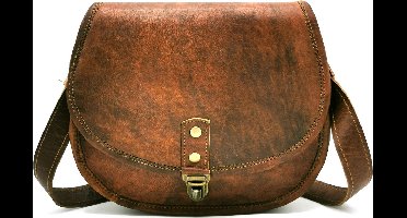 Boutique Trukado - Leren Zadeltas met schuifsluiting vintagelook - (bxhxd) ca. 22cm x 19cm x 6cm