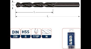 Rotec HSS-R spiraalboor, DIN 338, type N, ø9,0