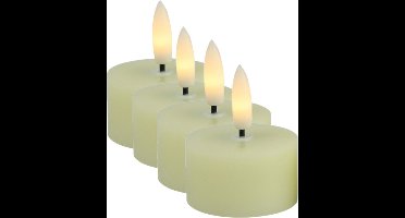 Countryfield LED theelichtjes/waxinelichtjes - 4x st - creme wit - D4 x H5,2 cm - met timer