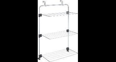 Tomado - Droogrek Gale - 11 meter Drooglengte - Ophangbaar aan Deur of douchewand - Zilvergrijs - 5 jaar garantie