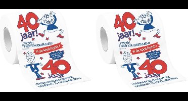 Set van 2x stuks rollen toiletpapier 40 jaar man - 40e verjaardag - verjaardagscadeau feestartikelen/decoratie/versiering
