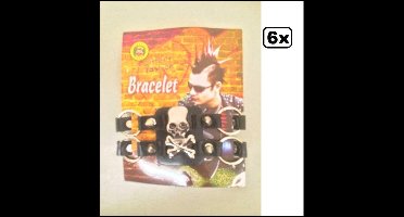 6x Punk armband met ringen luxe