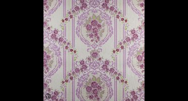 Dutch Wallcoverings Schuimvinylbehang ornament - roze/wit