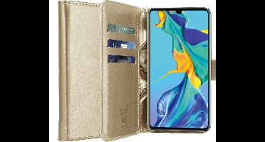 Hoesje geschikt voor Huawei P30 - Kunstlederen TPU Book Case Portemonnee Flip Wallet - Goud