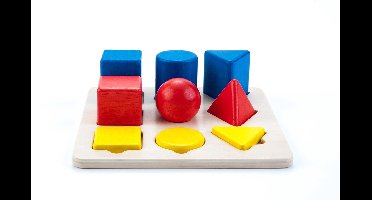 Geometric sorter 21 x 21 cm color//size rubber wood plate