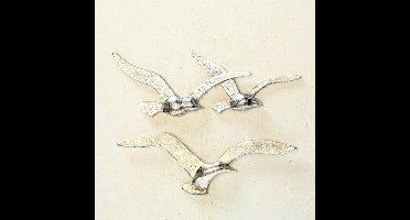 Wand - Decoratie - Vogels - Zilver - 35 cm
