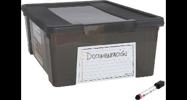 Gerimport Opslagbox 39 X 28 X 15 Cm 11 Liter Transparant/zwart