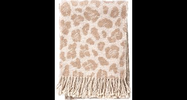 Dutch Decor - JOLIE - Plaid 140x180 cm - Pumice Stone - beige - panter dessin - franjes