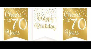 Paperdreams Vlaggenlijn 70 jaar - verjaardag slinger - karton - wit/goud - 600 cm