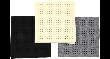 Hobbyvilt met gaten, afm 20x20 cm, dikte 3 mm, zwart, grijs, off-white, 3x4 vel | Hobby vilt