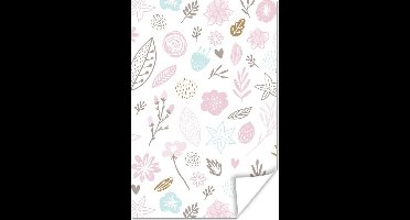 Poster Bloemen - Design - Kinderen - Roze - Meisjes - Baby - Kindje - 20x30 cm - Poster Babykamer