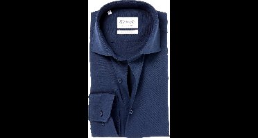 Michaelis slim fit overhemd - Oxford - navy blauw - Strijkvrij - Boordmaat: 41
