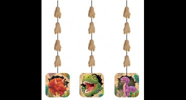 Dinosaurus feest thema hangdecoraties 9x stuks - Verjaardag feest thema voor kinderen