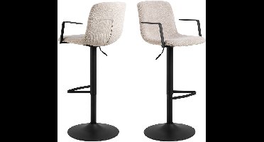 Giga Living Barkruk Selvik - Beige Stof - Zithoogte 84cm - Set van 2