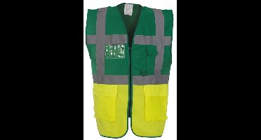 Veiligheidshesje met rits donkergroen, geel S