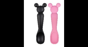 Bumkins - Siliconen Baby Diplepels (2 stuks) - Disney Minnie Mouse Zwart & Roze