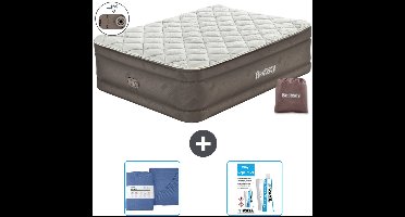Bestway luchtbed - 2-Persoons - 152 x 203 x 51 cm - Bruin - Inclusief pomp - Hoeslaken en Reparatieset