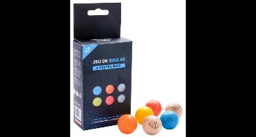 Houten Buts Jeu de Boules – Set van 6 Stuks – 4 Fluor & 2 Naturel – Pétanque Doelballen – Ø 30 mm – Boules Accessoires – Engelhart