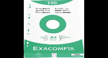 Exacompta etui 100 steekkaarten bristol uni met perforatie aan de lange zijde 210x297mm - Wit - 13666E