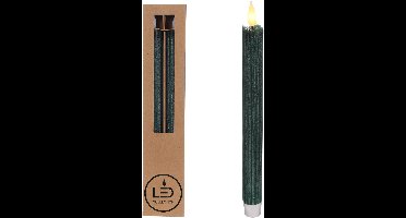LED Pencil kaars Ø2.1 h. 25cm mosgroen (Set 2 st)