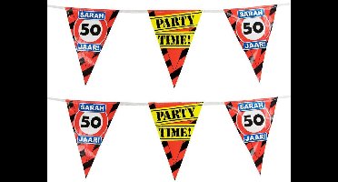 Paperdreams Sarah 50 jaar vlaggenlijn - 2x - waarschuwingsborden/stopborden - 10 meter - kunststof