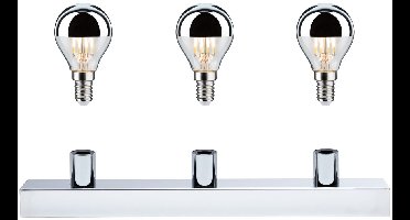 Set LED-spiegellamp Regula II Inclusief fluorescentielampen 3-vlammig IP44 E14 2700K 3x440lm 230V 3x4,8W dimbaar Chroom, Kopspiegel zilver