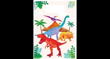 Cadeau tasjes dino papier 23x16cm 6 stuks