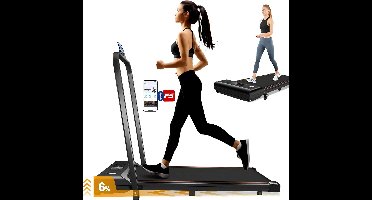 Loopband - Elektrische Loopband - Walking Pad - Inklapbaar - met Helling - Ruimtebesparend - 3.0 pk - Bluetooth-Audio - App - Afstandsbediening - LED-display - Instelbare Snelheid - 1-6 km/u - 12 x 49 x 120 cm - Zwart