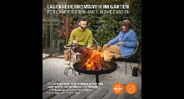 Vuurschaal 80 cm met driepoot frame en inklapbare poten Stalen vuurkorf