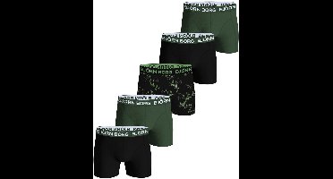 Björn Borg heren cotton stretch 5P boxers basic leafs zwart & groen