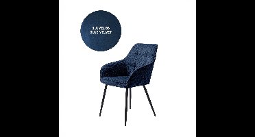 Giga Living Eetkamerstoel Nolan Square - Blauw Velvet - Set van 2