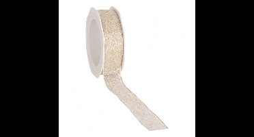 Cadeaulint Glitter Organza Creme > 38mm x 15m