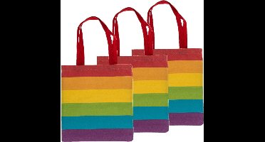 Draagtas - 5x - Pride/regenboog/lhbtiq+ thema kleuren - katoen - 35 x 40 cm