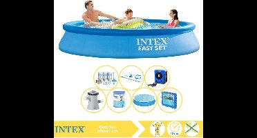 Intex Easy Set Zwembad - Opblaaszwembad - 305x61 cm - Inclusief Solarzeil, Onderhoudspakket, Filter, Onderhoudsset, Zwembadtegels en Warmtepomp HS