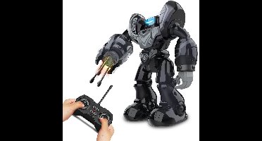 Robot Robo Blast zwart - Bestuurbare Speelgoedrobot met schietende vuist - 34 cm hoog