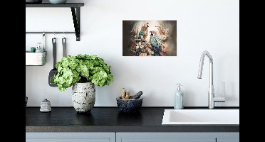 Poster Papegaaien - Vogels - Natuur - Bloemen - 30x20 cm