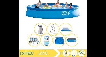 Intex Easy Set Zwembad - Opblaaszwembad - 457x107 cm - Inclusief Onderhoudspakket, Filter en Voetenbad