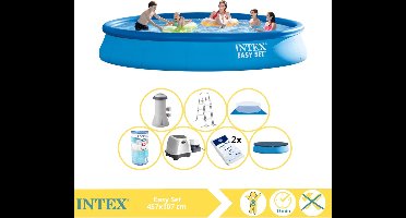Intex Easy Set Zwembad - Opblaaszwembad - 457x107 cm - Inclusief Filter, Zoutsysteem en Zout