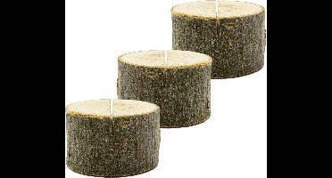 PartyDeco naamkaart/plaatskaart houders - boomschijf - Bruiloft - 24x - 3-4 cm - hout