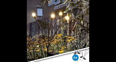 Solar priklamp Miami | Set van 4 | 6 leds | Warm wit licht | Buitenlamp op zonne-energie | Solar padverlichting