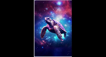 Poster 20x30 cm - Schildpad - Dier - Galaxy - Ruimte - Posters - Wanddecoratie tienerkamer - Kamer decoratie voor tieners - Tiener jeugdkamer accessoires