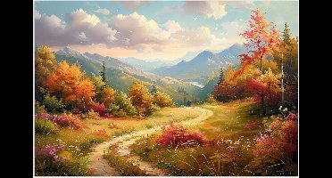 Poster 30x20 cm - Landschap - Illustratie - Natuur - Posters - Kamer decoratie - Wanddecoratie woonkamer - Muurdecoratie slaapkamer