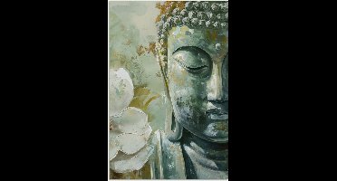 Poster 20x30 cm - Boeddha - Groen - Lotusbloem - Wit - Posters - Kamer decoratie - Wanddecoratie woonkamer - Muurdecoratie slaapkamer