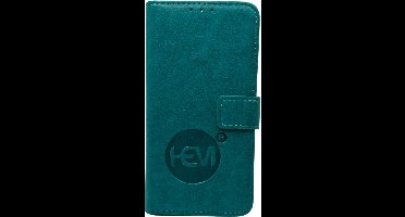 HEM leren Book Case - Geschikt voor iPhone 16 - Hoesje met 3 pasjesuitsnedes - Portemonneehoesje - iPhone 16 hoesje met pasjeshouder - Pure Turquoise