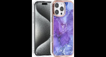 TUNIQ telefoonhoesje voor Apple iPhone 16 Pro Max - Siliconen backcover - Marmer paars